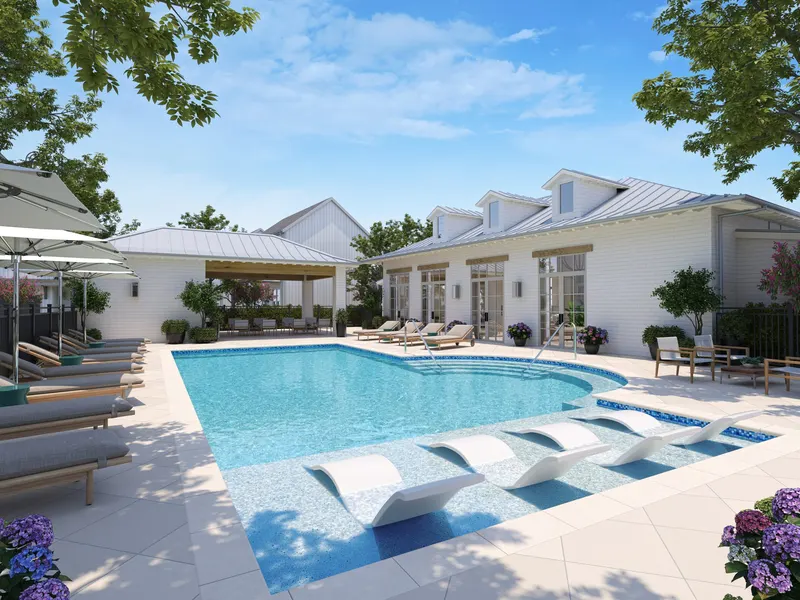 Clubhouse and resort-style pool at LightHaven