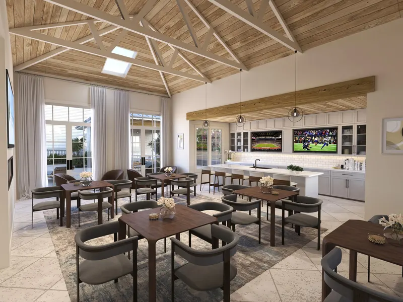 Clubhouse dining room and kitchen