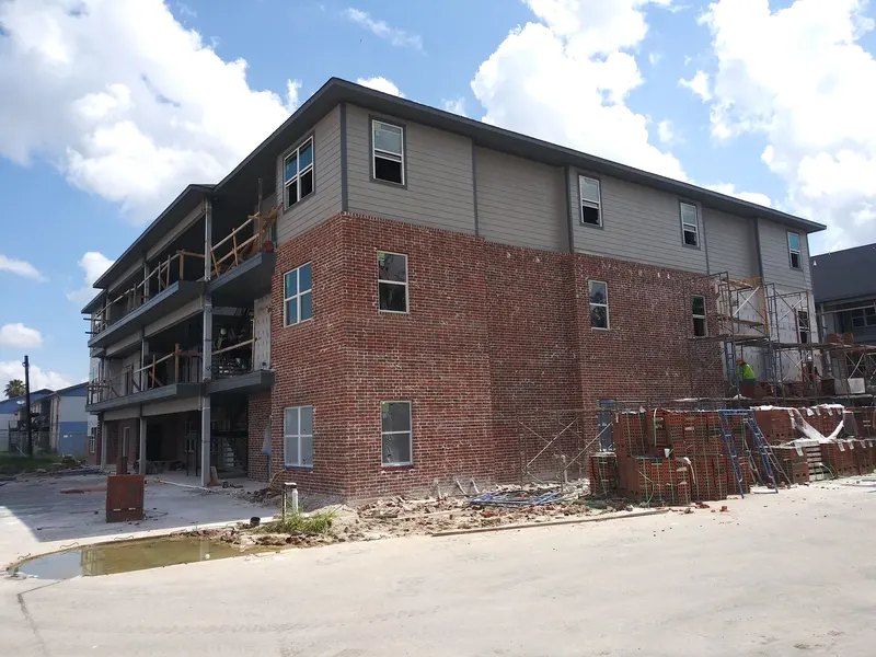 Brick corner and stairs under construction