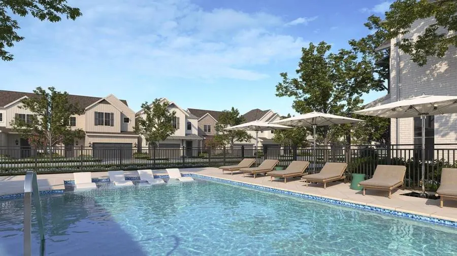LightHaven build-to-rent community pool and detached homes in District West, Katy